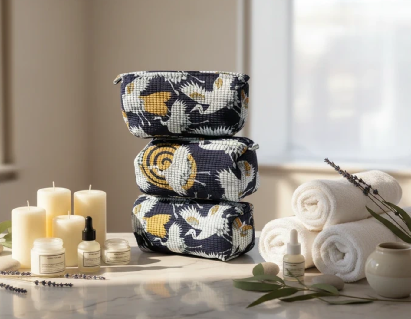 Kit 3 trousses de différentes tailles Bleue Noir  – Design Animal