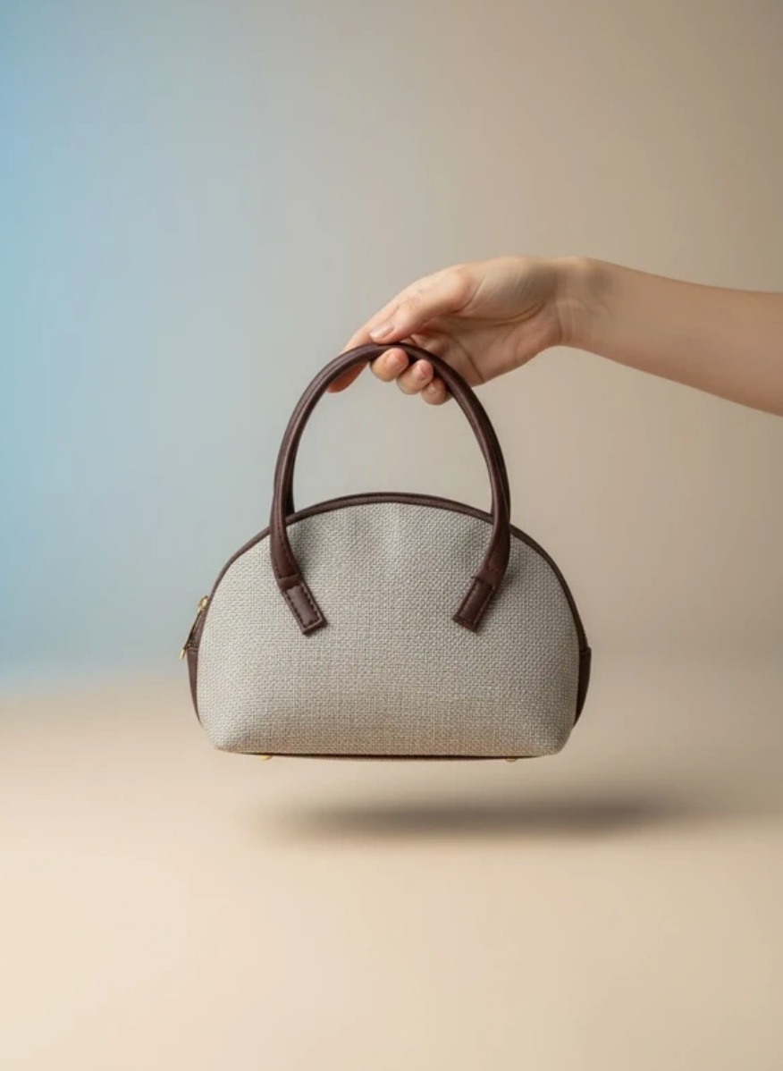 Sac à main floral compact 16 x 24 cm transporter l’essentiel : clés, portefeuille et téléphone similicuir brun