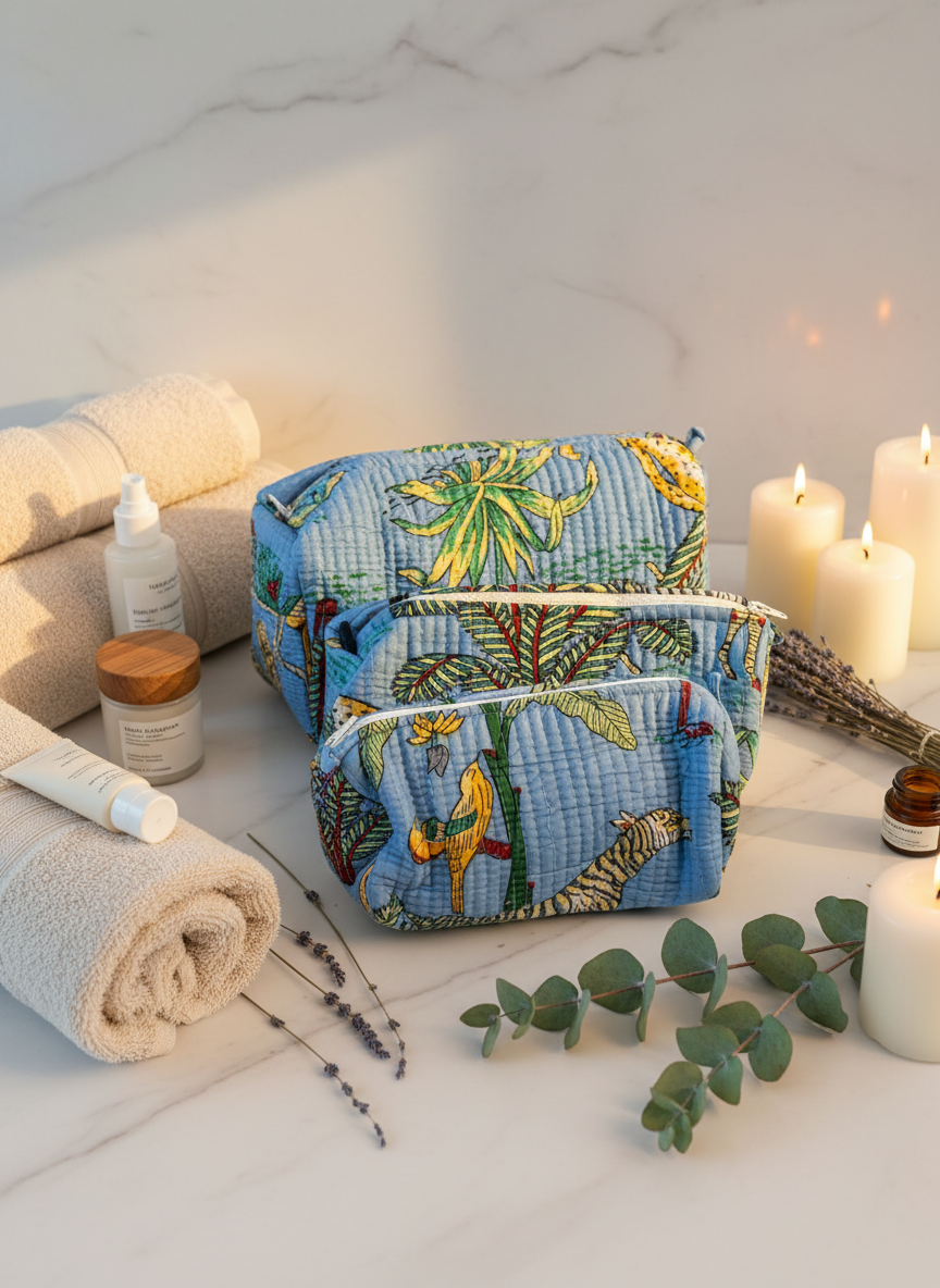 Kit 3 trousses de différentes tailles Bleue foncée – Design Animal