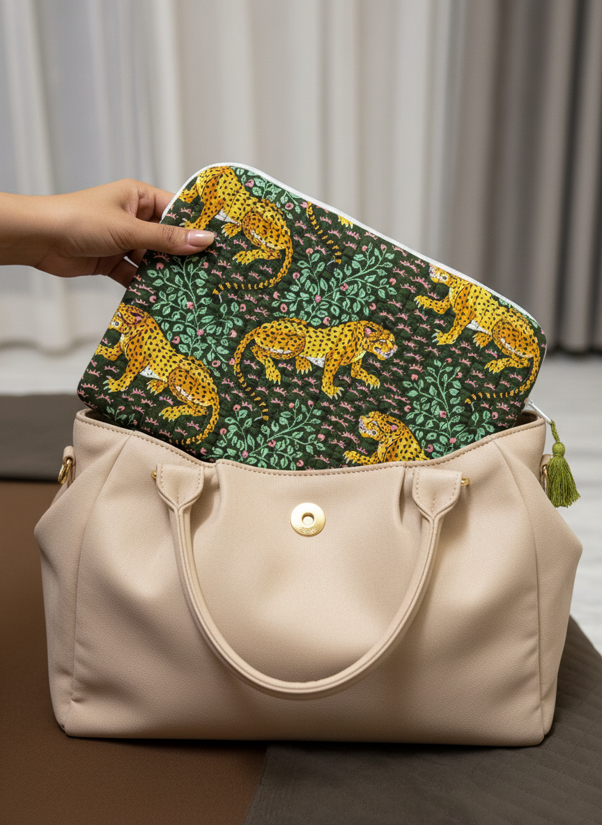 🧑‍💻 Housse d’ordinateur | Coton matelassé & intérieur imperméable