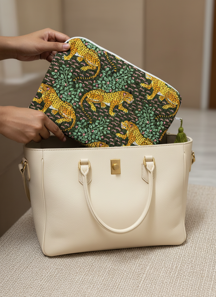 🧑‍💻 Housse d’ordinateur | Coton matelassé & intérieur imperméable