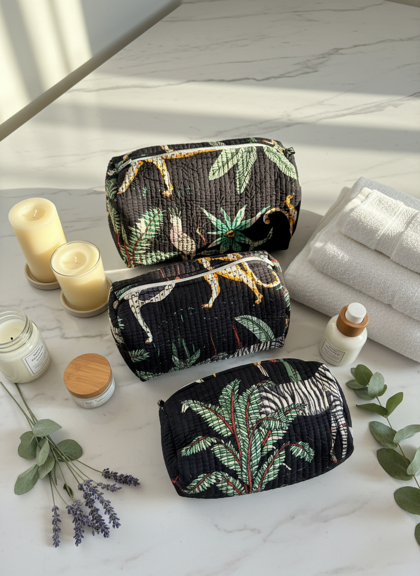 Kit 3 trousses de différentes tailles Noir  – Design Animal