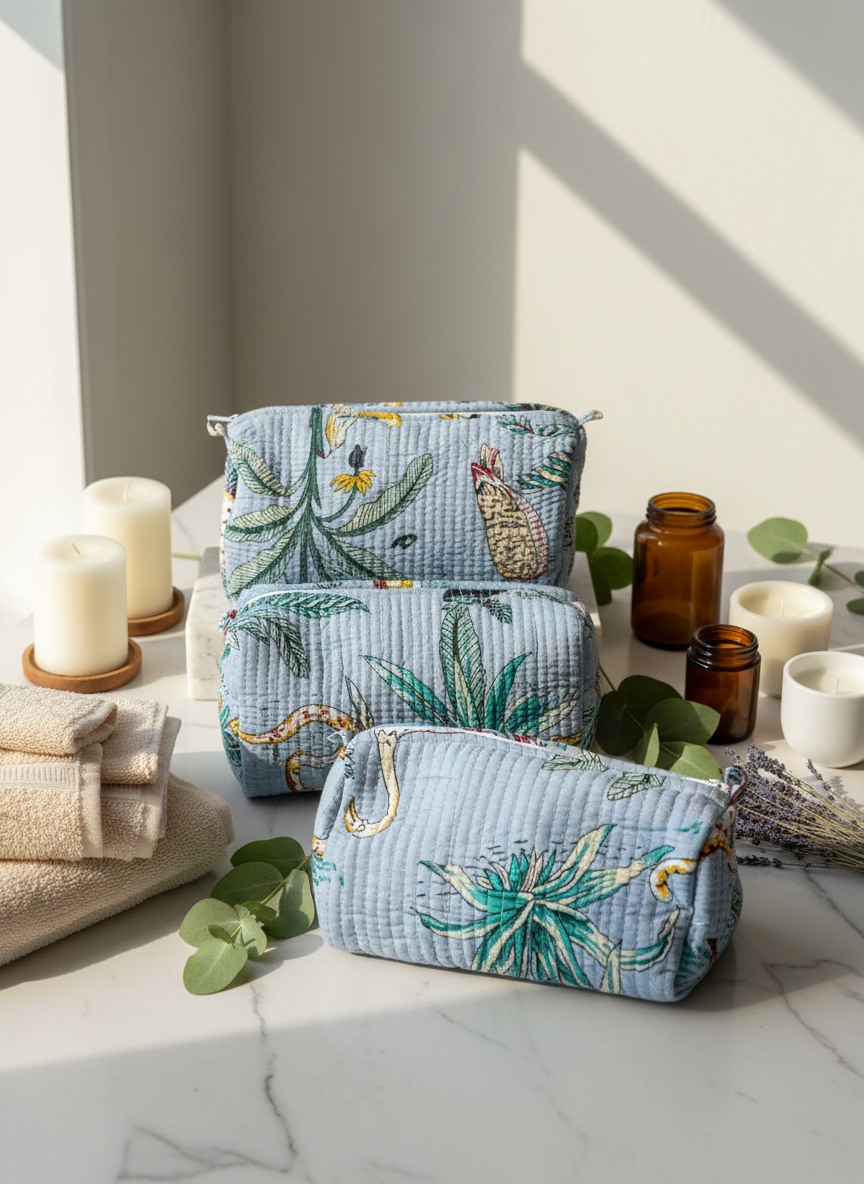 Kit 3 trousses de différentes tailles Bleue clair – Design Animal