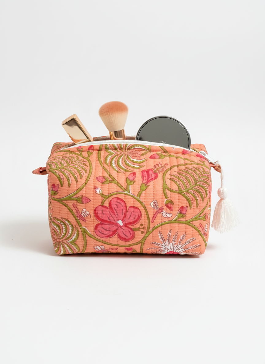 Kit 3 trousses de différentes tailles orange multicolores – Design Fleurs