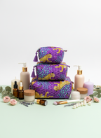Kit 3 trousses de différentes tailles violet  – Design animal Leopard