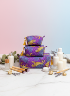 Kit 3 trousses de différentes tailles violet  – Design animal Leopard