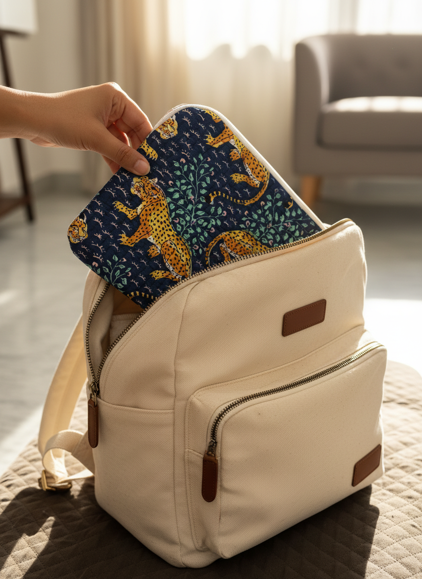 🧑‍💻 Housse d’ordinateur | Coton matelassé & intérieur imperméable