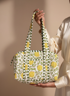 Sac à main en coton matelassé – Élégant et pratique imperméable vert et blanc