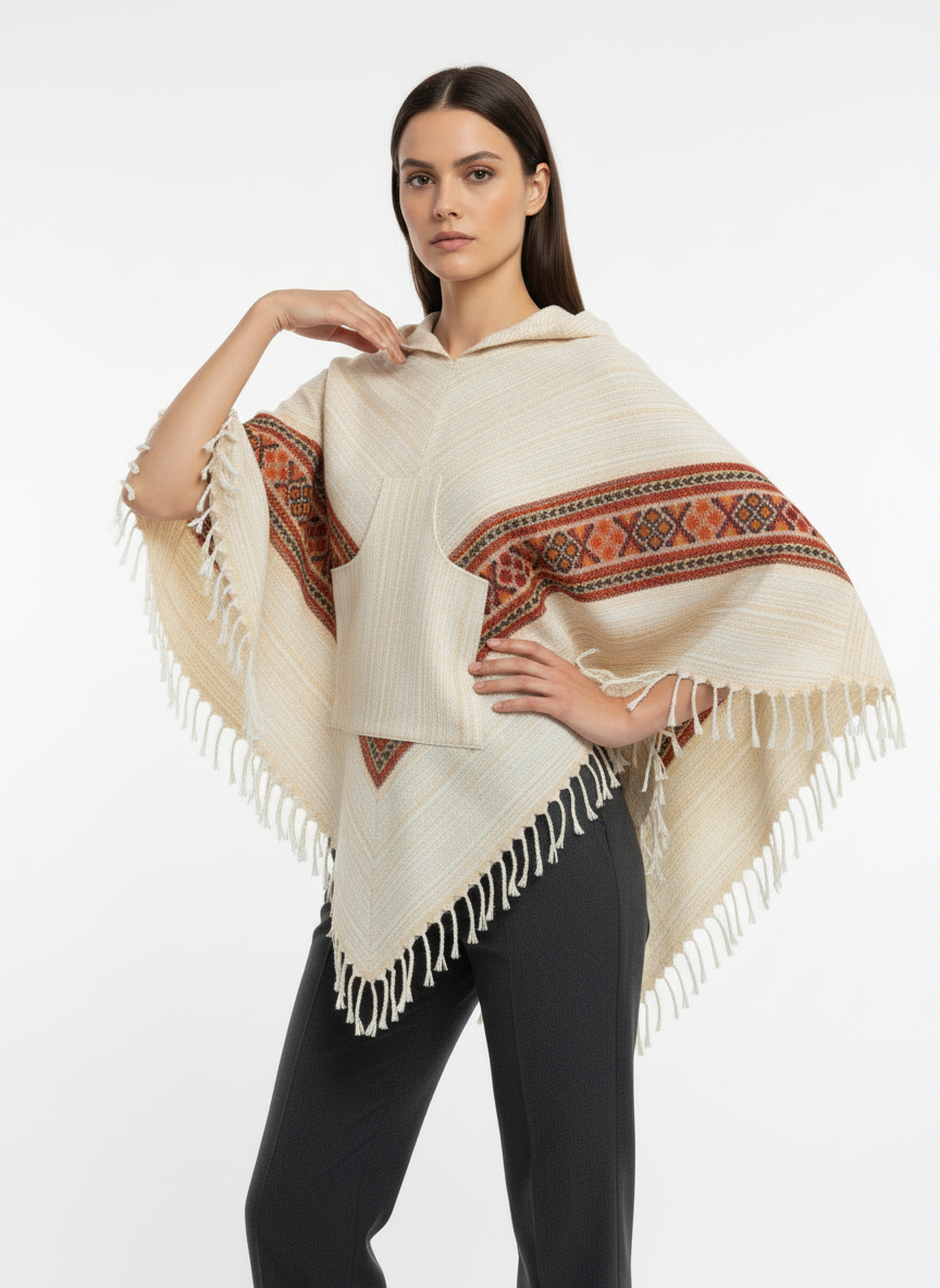 Poncho en Laine de Yack du Cachemire – Tissé à la Main