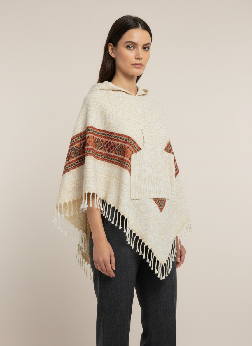 Poncho en Laine de Yack du Cachemire – Tissé à la Main