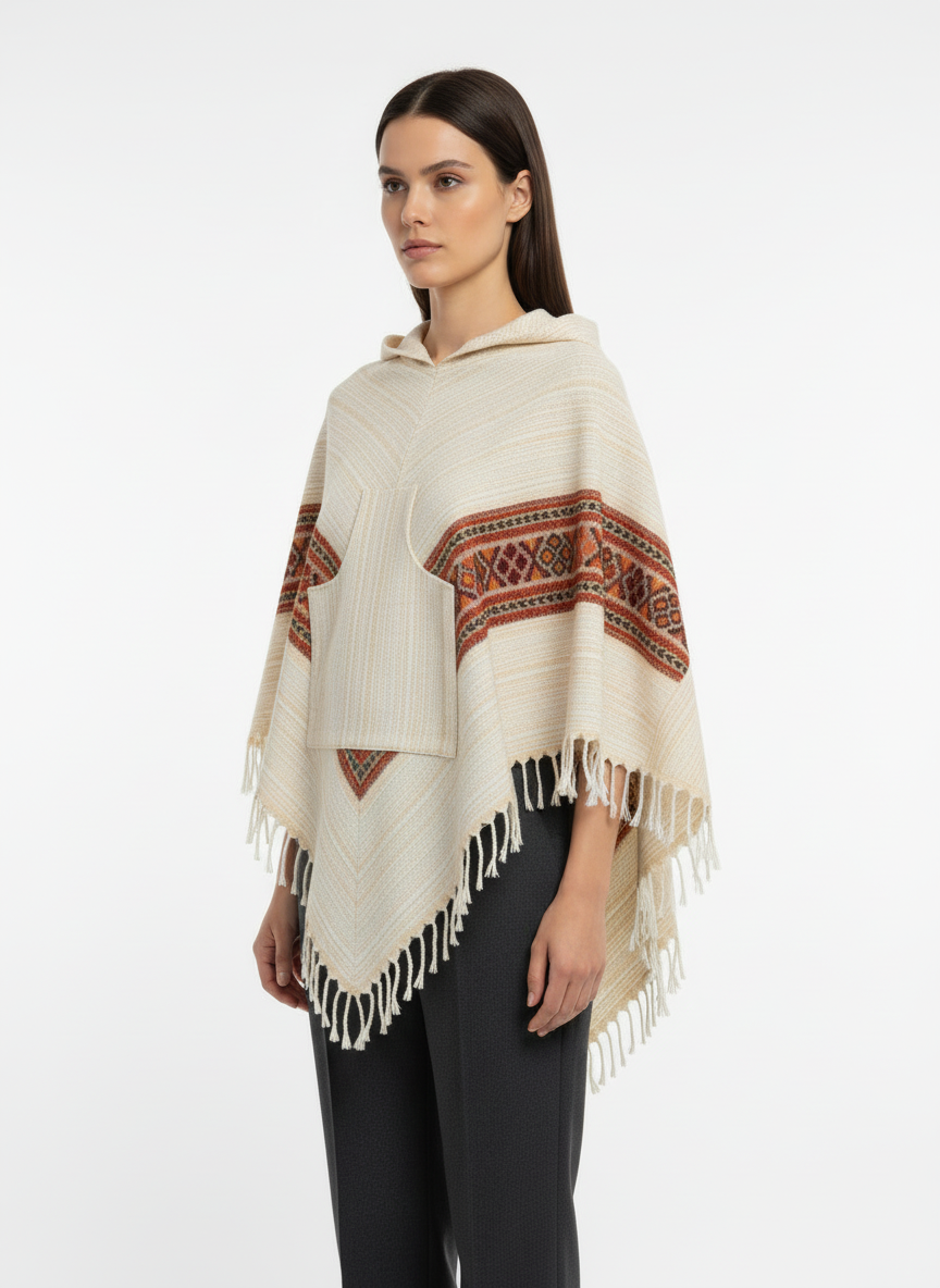Poncho en Laine de Yack du Cachemire – Tissé à la Main