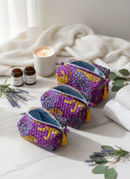 Kit 3 trousses de différentes tailles violet  – Design animal Leopard