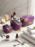 Kit 3 trousses de différentes tailles violet  – Design animal Leopard