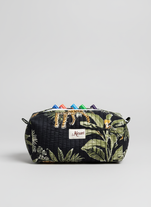 Trousse à crayons originale – Motifs uniques et colorés motif floral noir