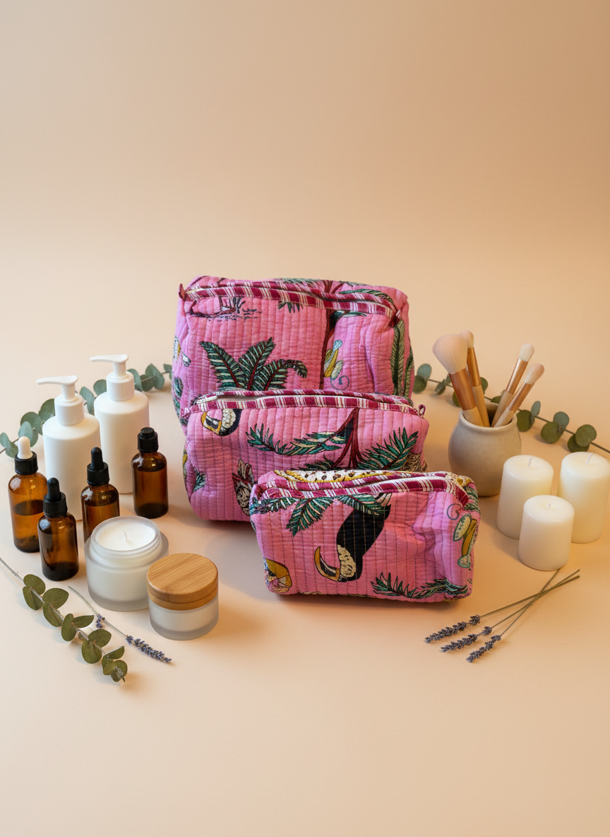 Kit 3 trousses de différentes tailles Rose  – Design Animal