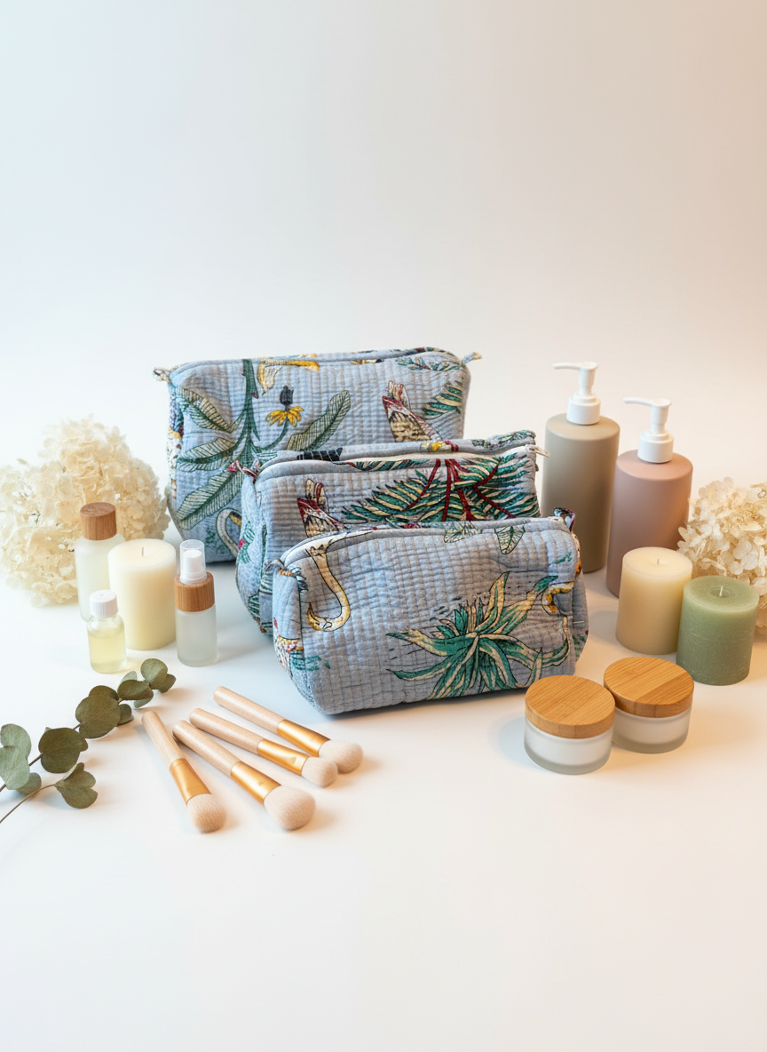 Kit 3 trousses de différentes tailles Bleue clair – Design Animal