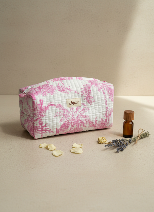 Trousse à crayons originale – Motifs uniques et colorés-motif floral rose et blanc