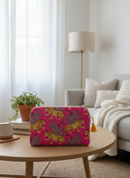 Housse d’ordinateur | Coton matelassé & intérieur imperméable-motif leopard-rose fuchsia