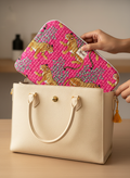 Housse d’ordinateur | Coton matelassé & intérieur imperméable-motif leopard-rose fuchsia