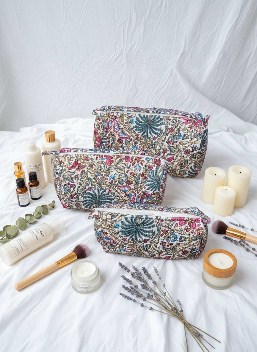 Kit 3 trousses de différentes tailles Multicolore – Design Fleurs