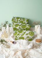 Kit 3 trousses de différentes tailles  Blanche et Verte – Design Fleurs