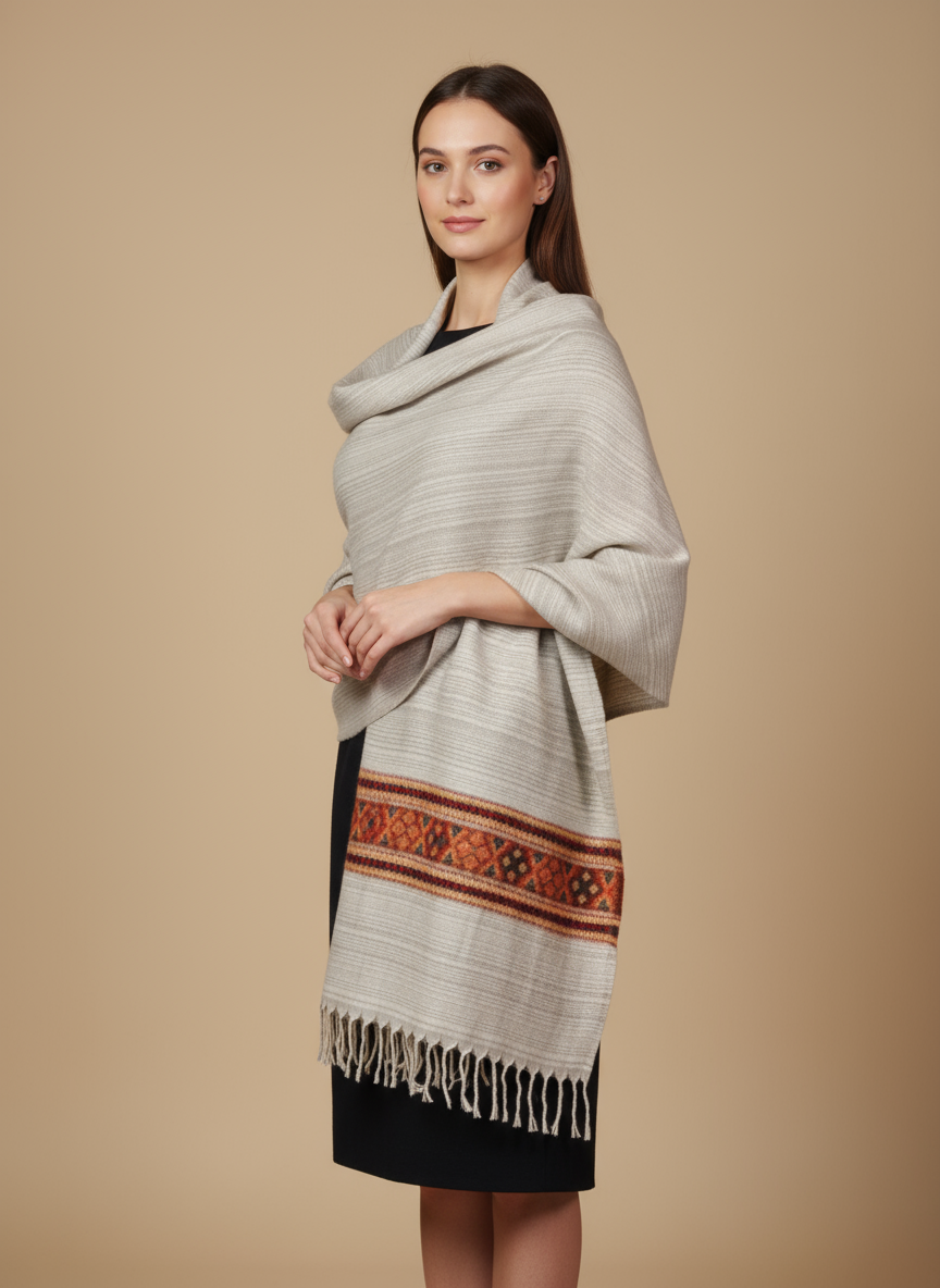 Châle en laine de Yack – Tissé à la main 🌸 provenant du cachemire