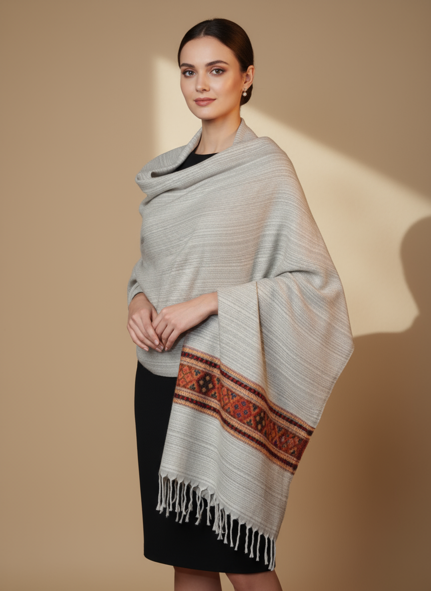 Châle en laine de Yack – Tissé à la main 🌸 provenant du cachemire