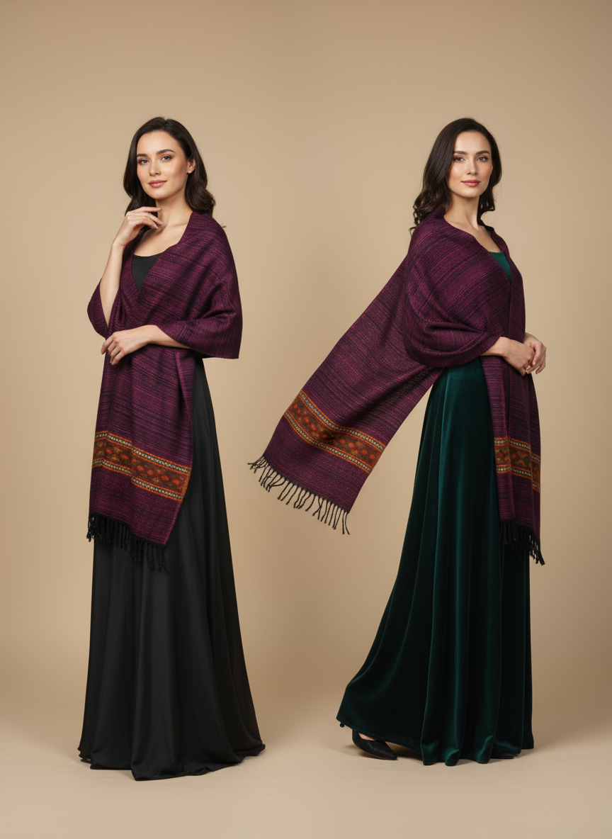 Châle en laine de Yack – Tissé à la main 🌸 provenant du cachemire