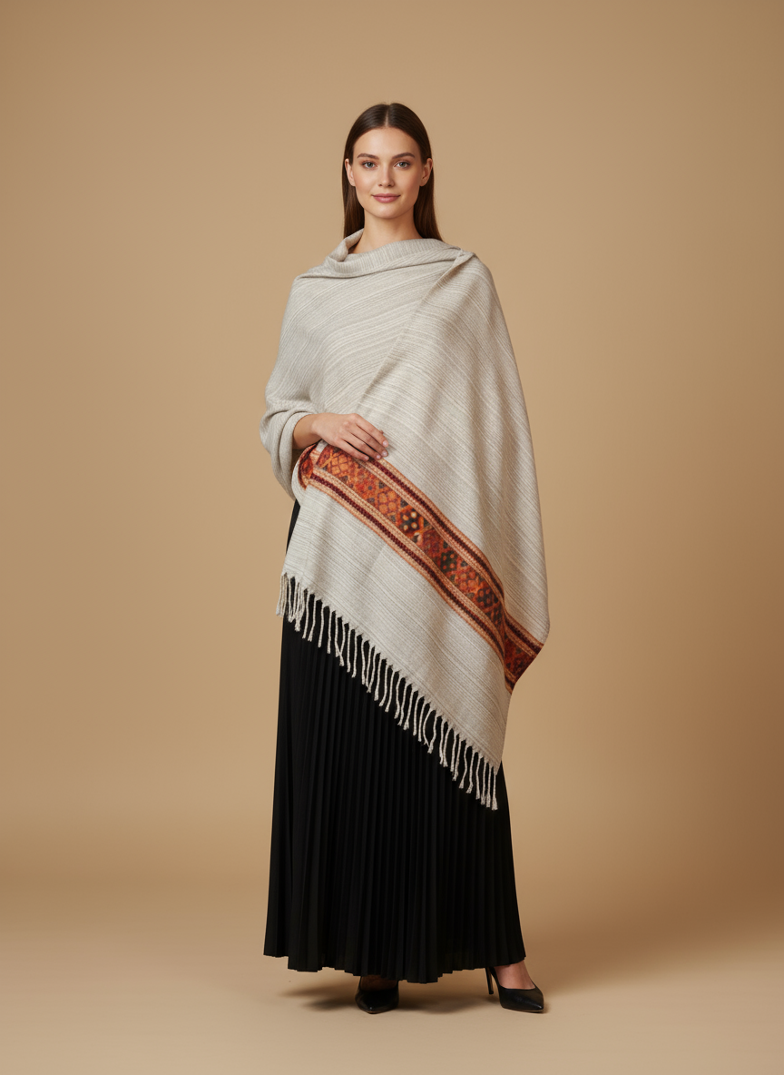 Châle en laine de Yack – Tissé à la main 🌸 provenant du cachemire