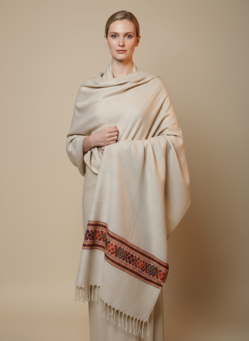 Châle en laine de Yack – Tissé à la main 🌸 provenant du cachemire