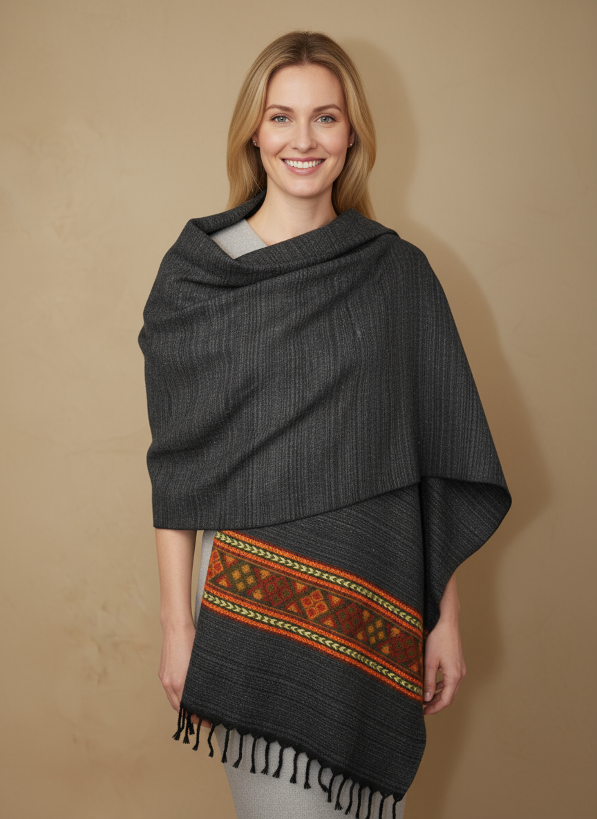 Châle en laine de Yack – Tissé à la main 🌸 provenant du cachemire