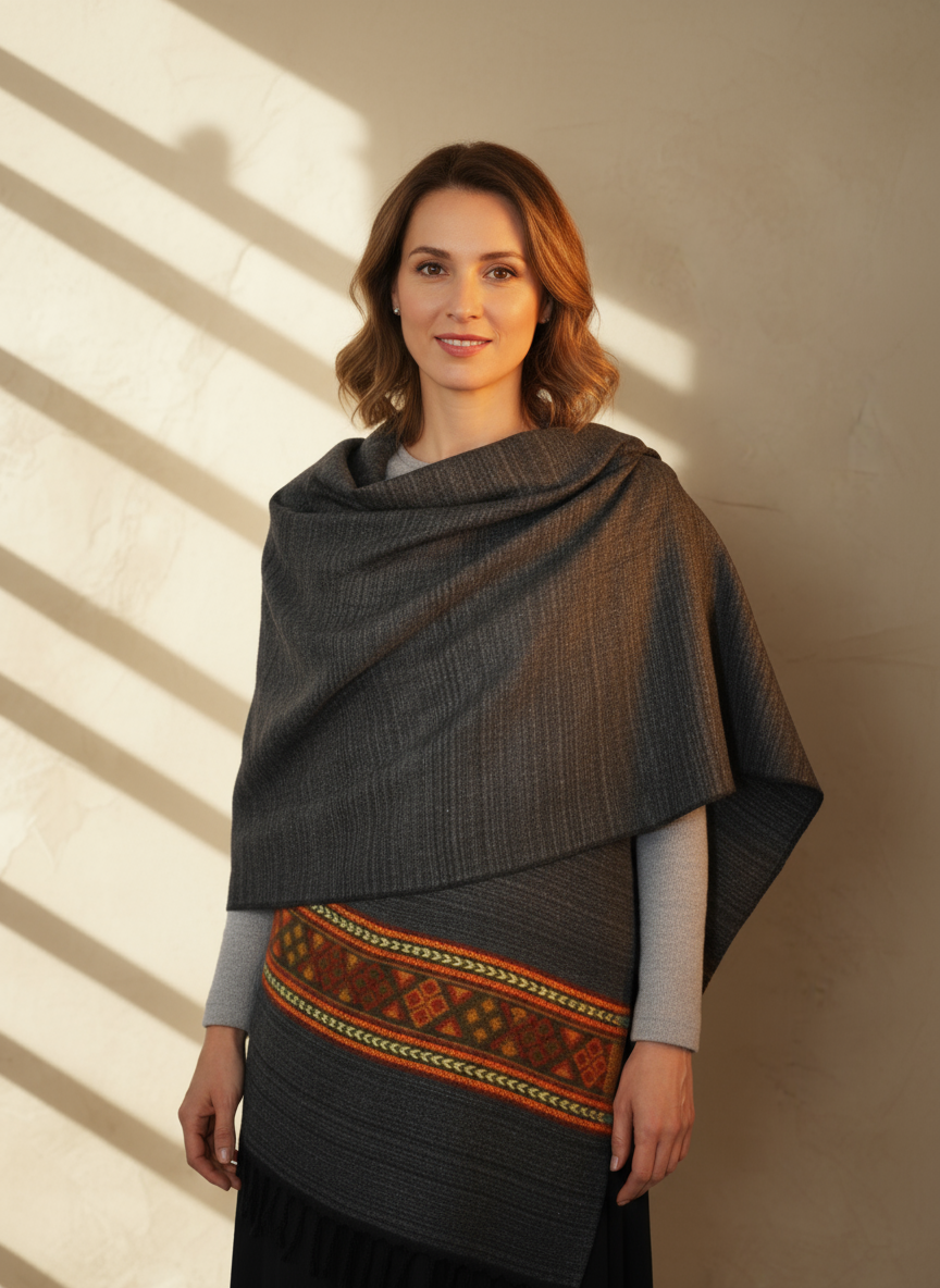 Châle en laine de Yack – Tissé à la main 🌸 provenant du cachemire