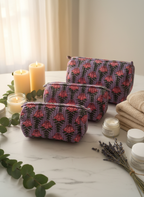 Kit 3 trousses de différentes tailles Violet et Rose – Design Fleurs