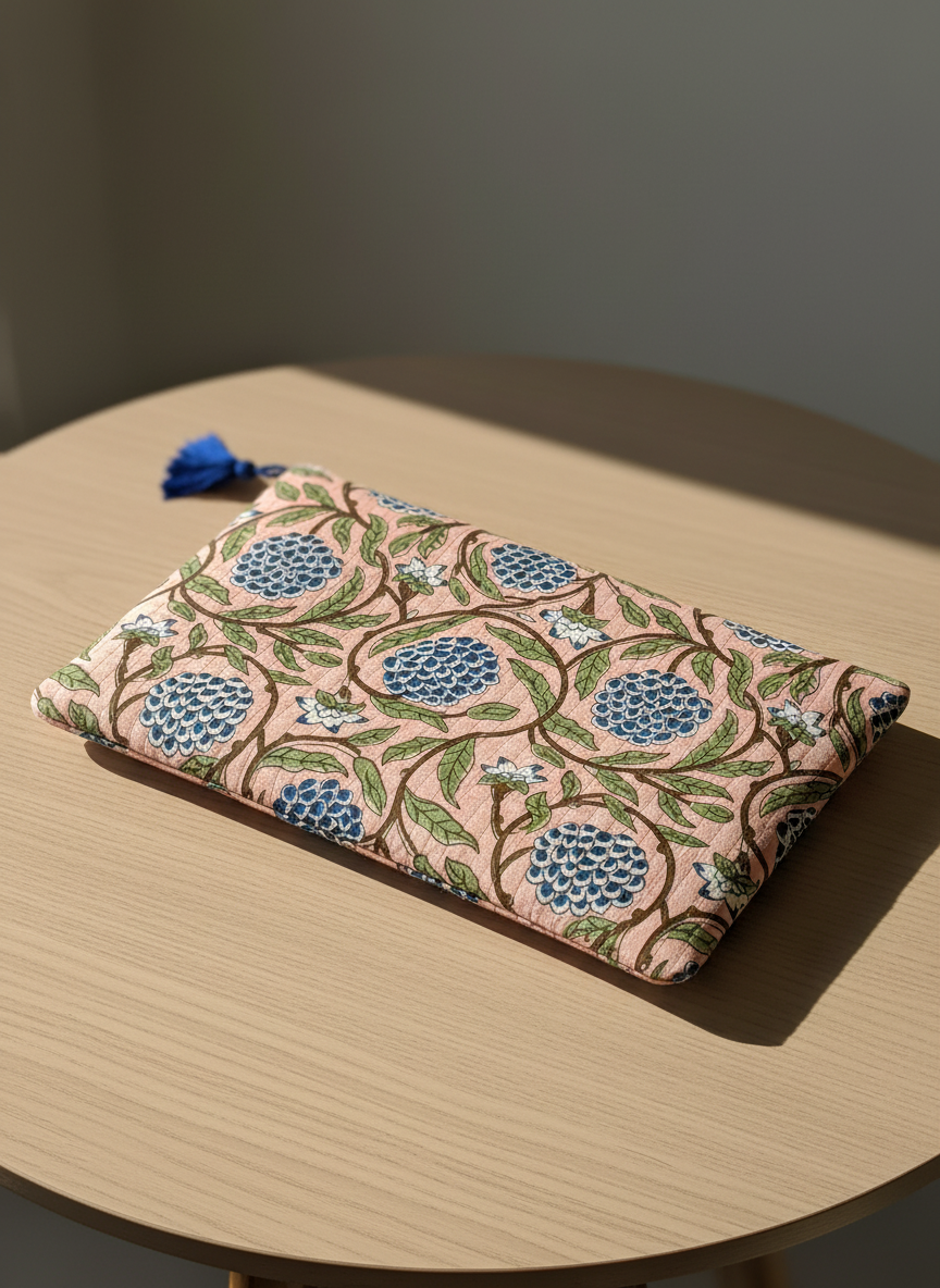💻 Pochette MacBook 15" (2023–2025) – 38 × 26 cm – Ouverture zip 34,9 cm – Motif Floral