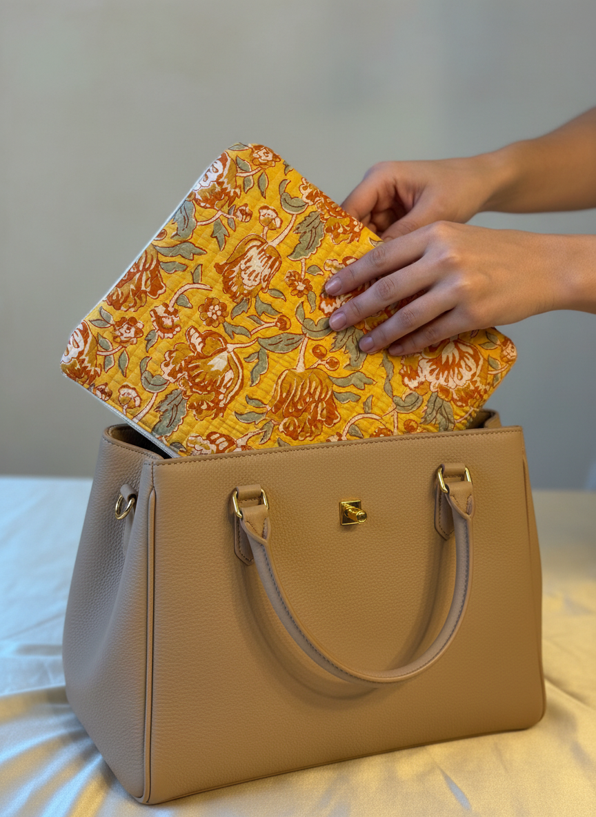 💻 Pochette MacBook 15" (2023–2025) – 38 × 26 cm – Ouverture zip 34,9 cm – Motif Floral