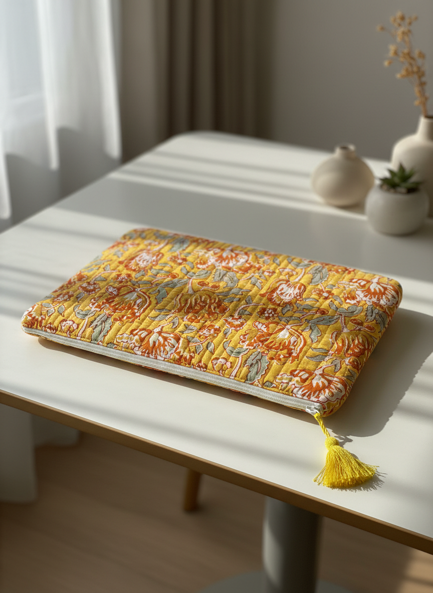 💻 Pochette MacBook 15" (2023–2025) – 38 × 26 cm – Ouverture zip 34,9 cm – Motif Floral