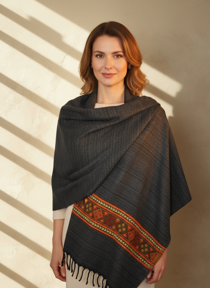 Châle en laine de Yack – Tissé à la main 🌸 provenant du cachemire