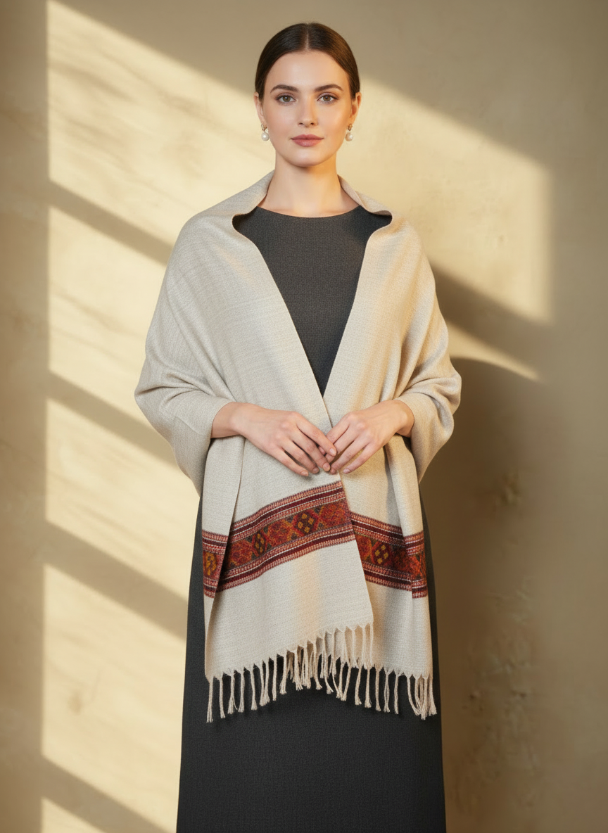 Châle en laine de Yack – Tissé à la main 🌸 provenant du cachemire