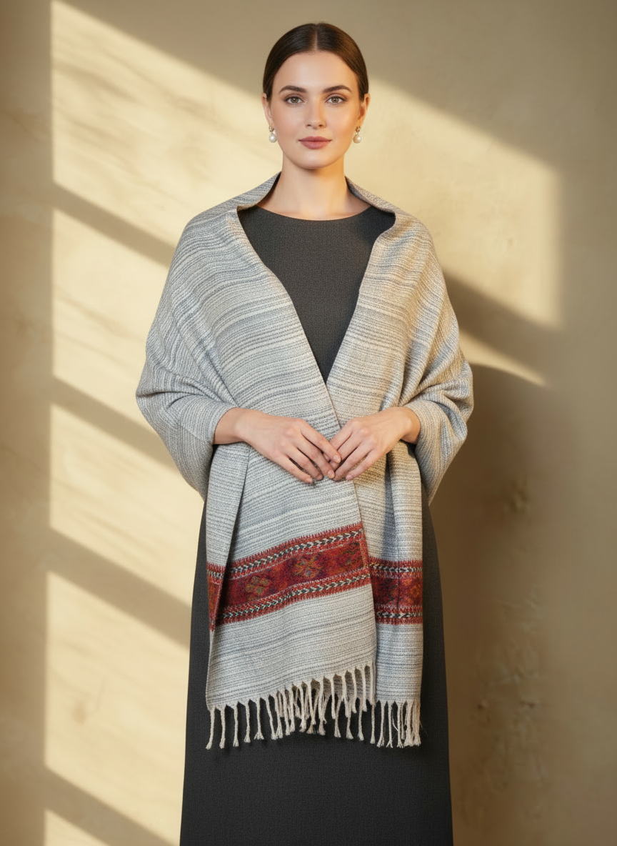 Châle en laine de Yack – Tissé à la main 🌸 provenant du cachemire