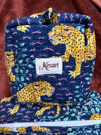 Kit 3 trousses de différentes tailles Bleu foncée  – Design animal Leopard
