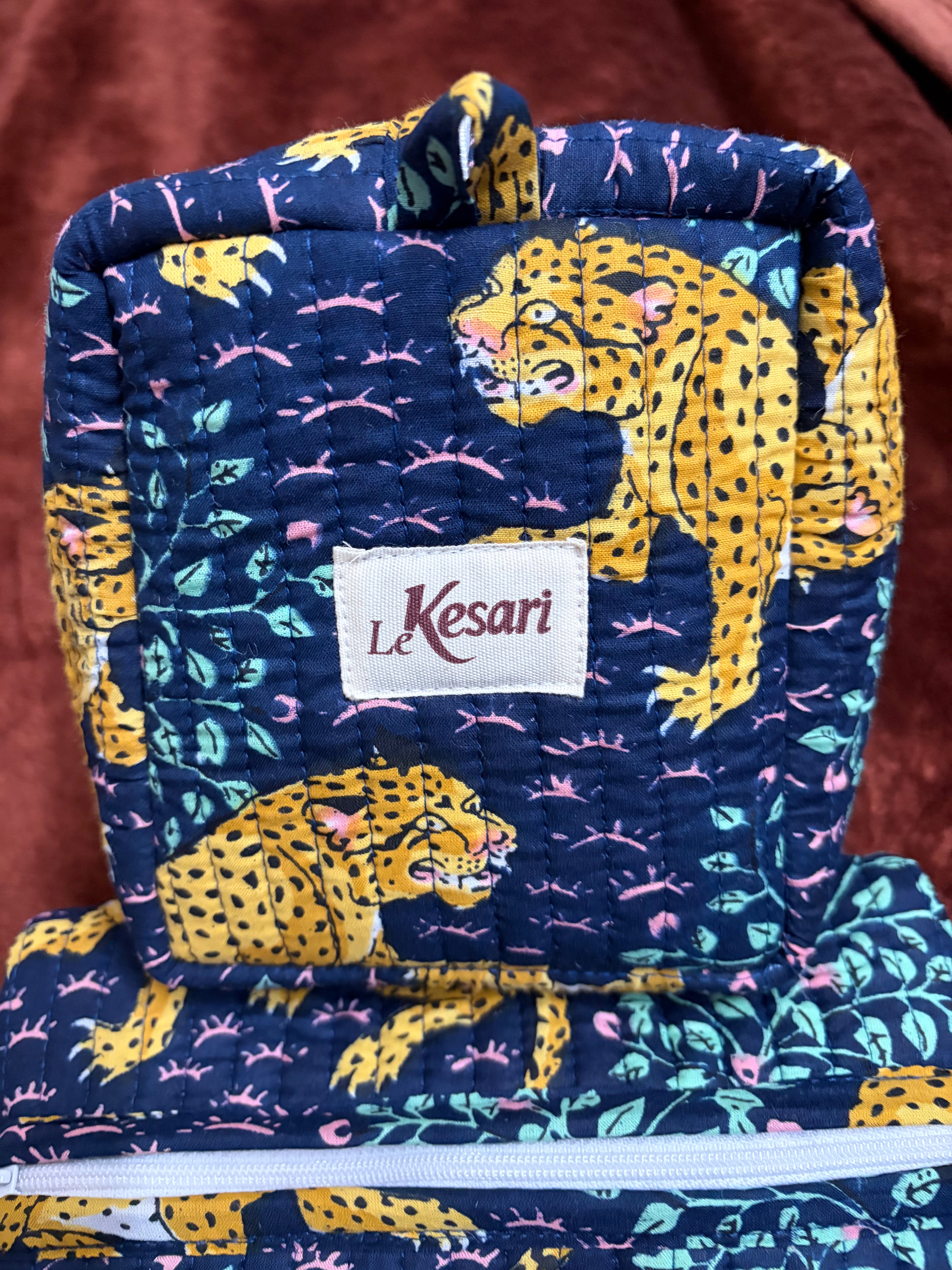 Kit 3 trousses de différentes tailles Bleu foncée  – Design animal Leopard