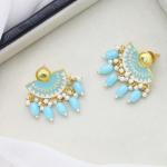 Boucles d’oreilles artisanales peintes à la main / bleu turquoise