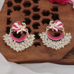 Boucles d'oreilles peinte a la main de couleur rose