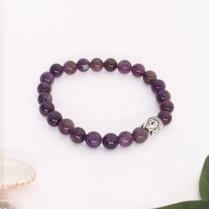 Bracelet "Sérénité" en Véritable Améthyste & Détail Bouddha