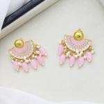 Boucles d’oreilles artisanales peintes à la main / rose