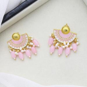 Boucles d’oreilles artisanales peintes à la main / rose