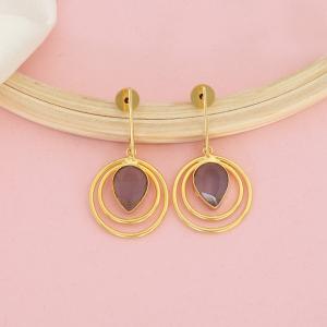 Boucles D'oreilles pendante pierre violette