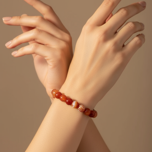 Bracelet En Cristal De Guérison En Cornaline Naturelle (8 Mm)