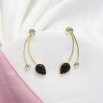 Boucles d’oreilles dorées modernes avec pierres transparentes