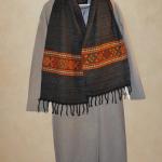 Écharpe en Laine de Yak, Motifs Ethniques et Franges Style Chaleureux et Confortable Accessoire Élégant 200x31 cm